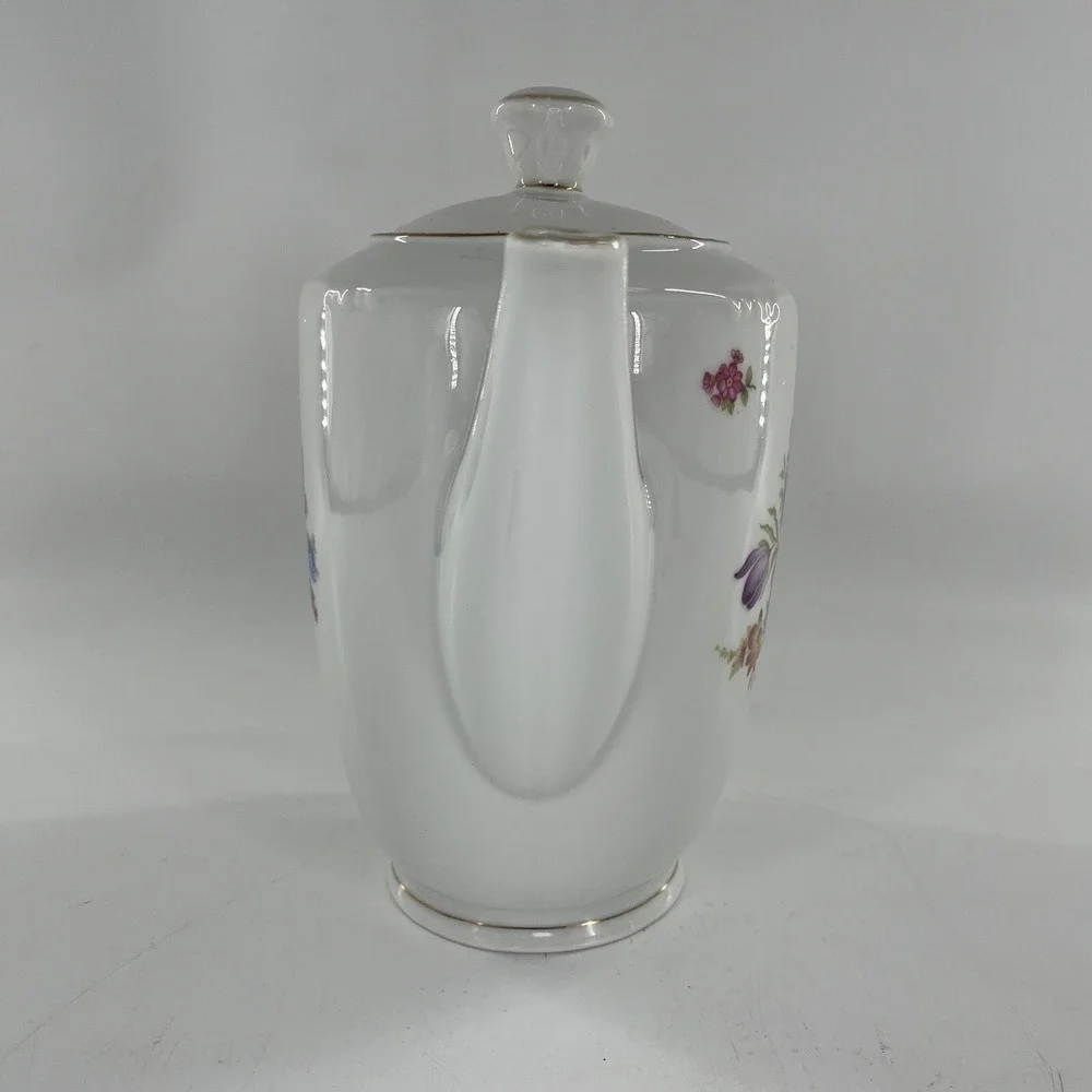 Antique Coffee Pot Footed Floral c 1903-1945 Winterling Bavaria Germany, 9.25